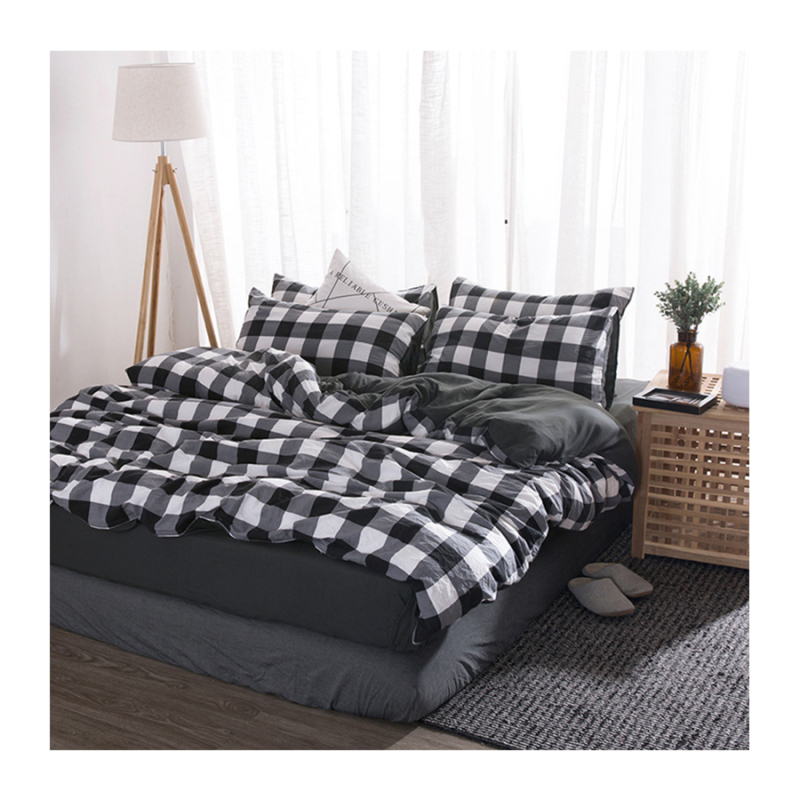 Bed Sheets Set With Comforter, Black And White Buffalo Check Printed Comforter Set, 3D Bed Cover Set/