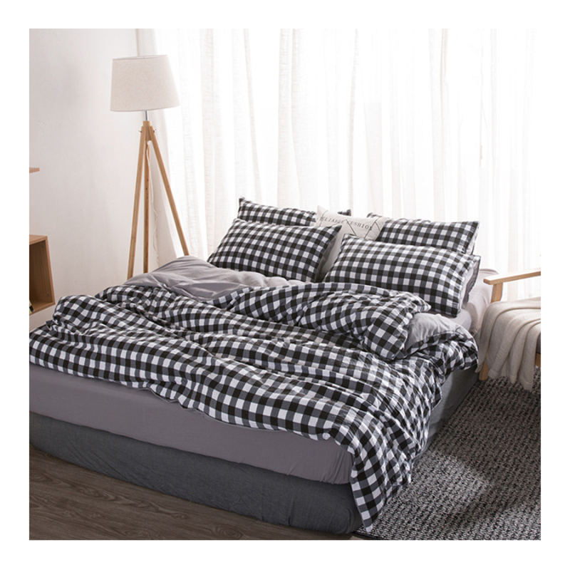 Bed Sheets Set With Comforter, Black And White Buffalo Check Printed Comforter Set, 3D Bed Cover Set/