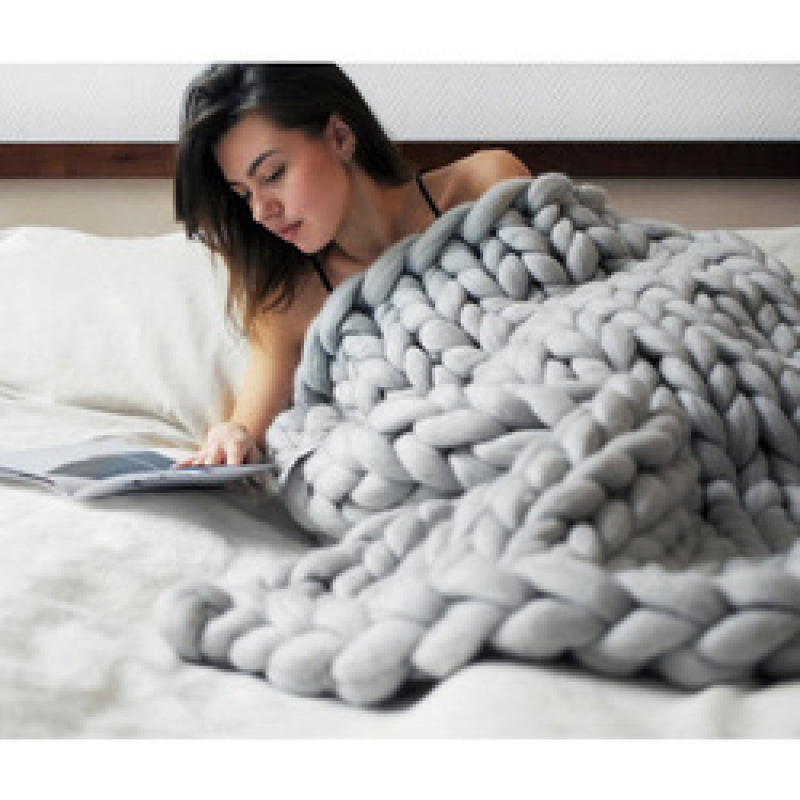 Handmade Chunky Knit Blanket Wool Bulky Knitted Throw gift, Throw Blankets for Couch Bed and Living Room - Fall Winter