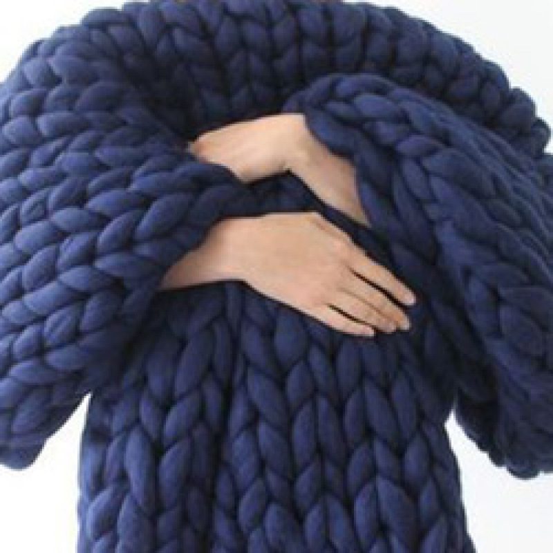 Handmade Chunky Knit Blanket Wool Bulky Knitted Throw gift, Throw Blankets for Couch Bed and Living Room - Fall Winter