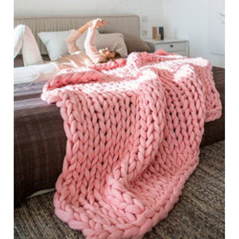 Handmade Chunky Knit Blanket Wool Bulky Knitted Throw gift, Throw Blankets for Couch Bed and Living Room - Fall Winter