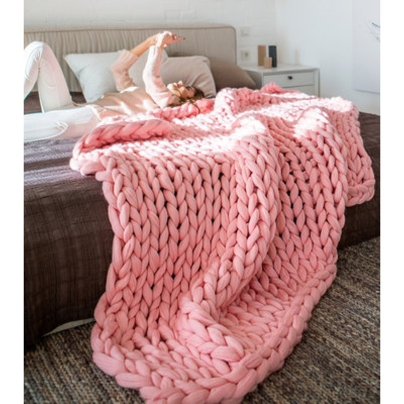 Handmade Chunky Knit Blanket Wool Bulky Knitted Throw gift, Throw Blankets for Couch Bed and Living Room - Fall Winter