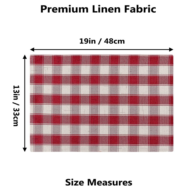 Buffalo Plaid Checker Placemats Set of 6,  Farmhouse Place Mats for Kitchen Table, 13 x 19 inches#