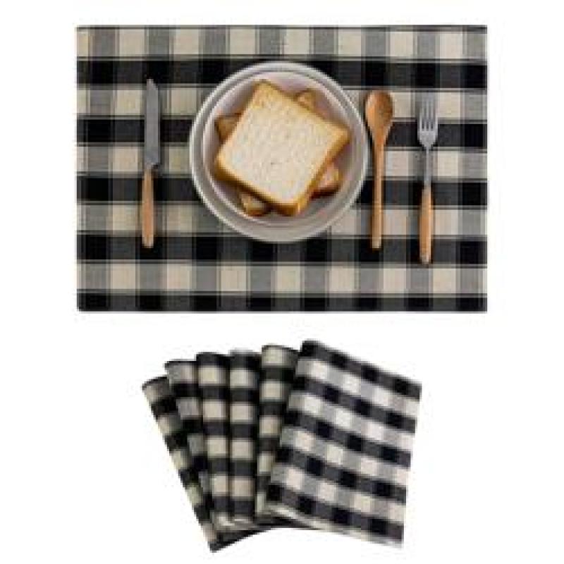 Buffalo Plaid Checker Placemats Set of 6,  Farmhouse Place Mats for Kitchen Table, 13 x 19 inches#