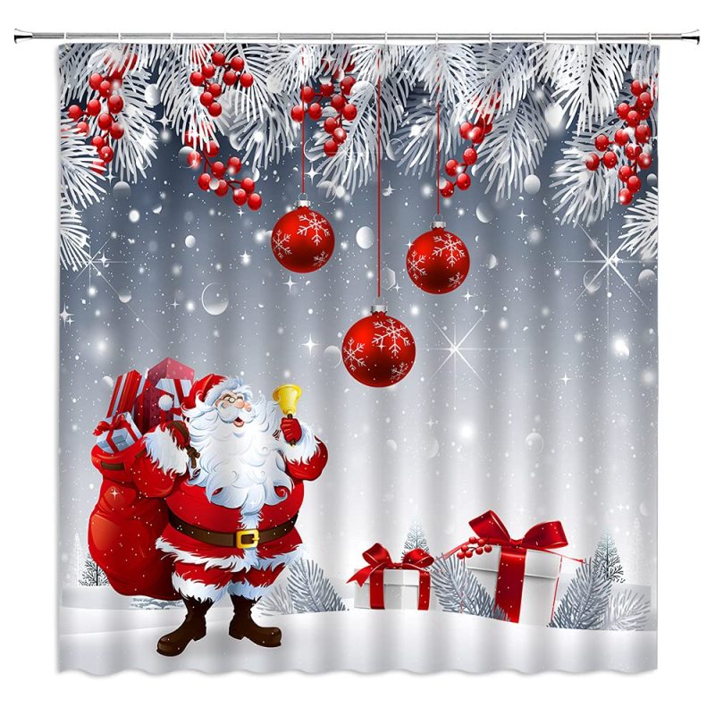 Hot Sale Thick Large Shower Curtain Waterproof, Famous Magnets Shower Curtain Christmas#