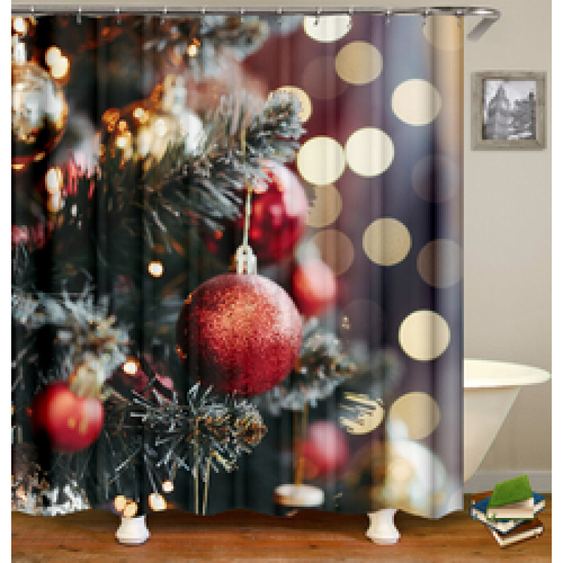 Hot Sale Thick Large Shower Curtain Waterproof, Famous Magnets Shower Curtain Christmas#