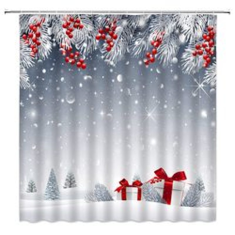 Hot Sale Thick Large Shower Curtain Waterproof, Famous Magnets Shower Curtain Christmas#