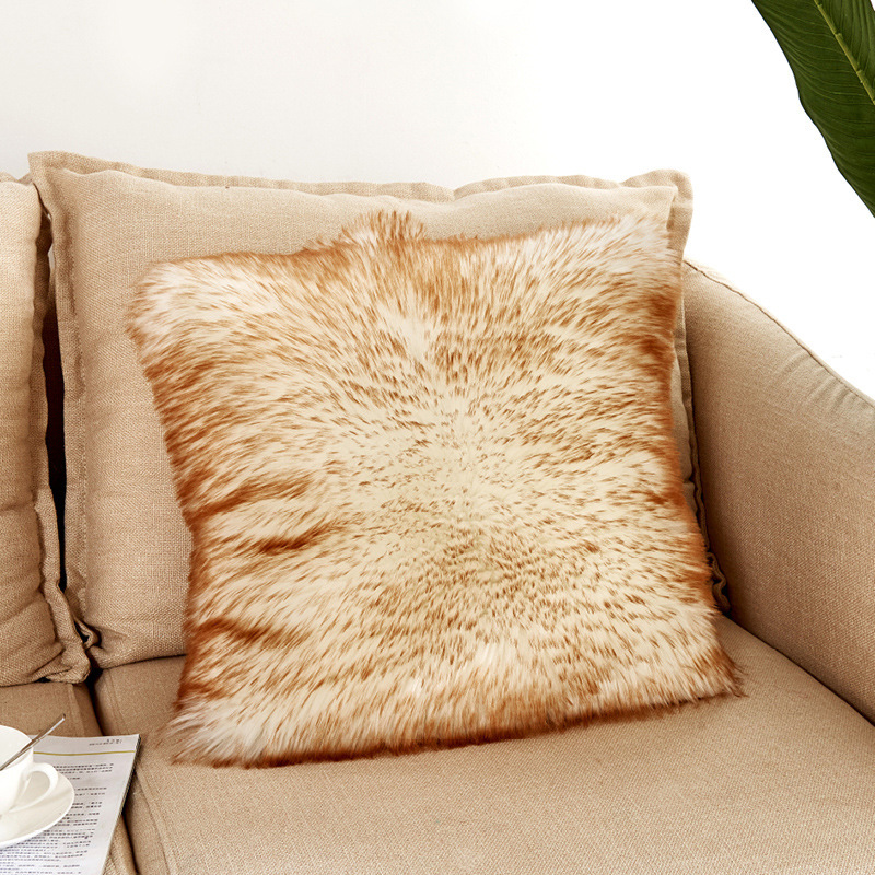 Home Decorative Super Soft Plush Mongolian Faux Fur Throw Pillow Cover, Fur Cushion Case#