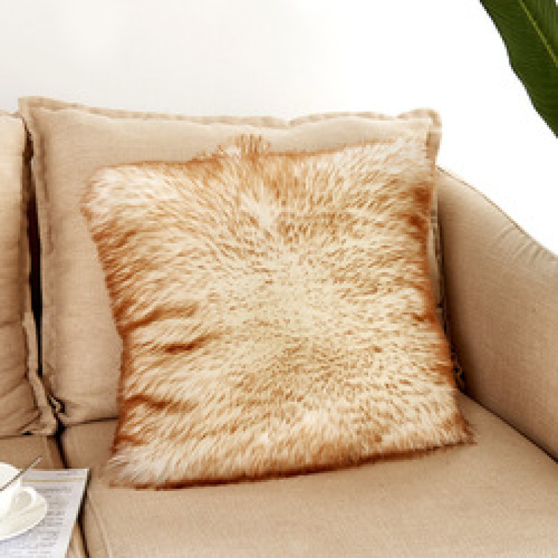 Home Decorative Super Soft Plush Mongolian Faux Fur Throw Pillow Cover, Fur Cushion Case#