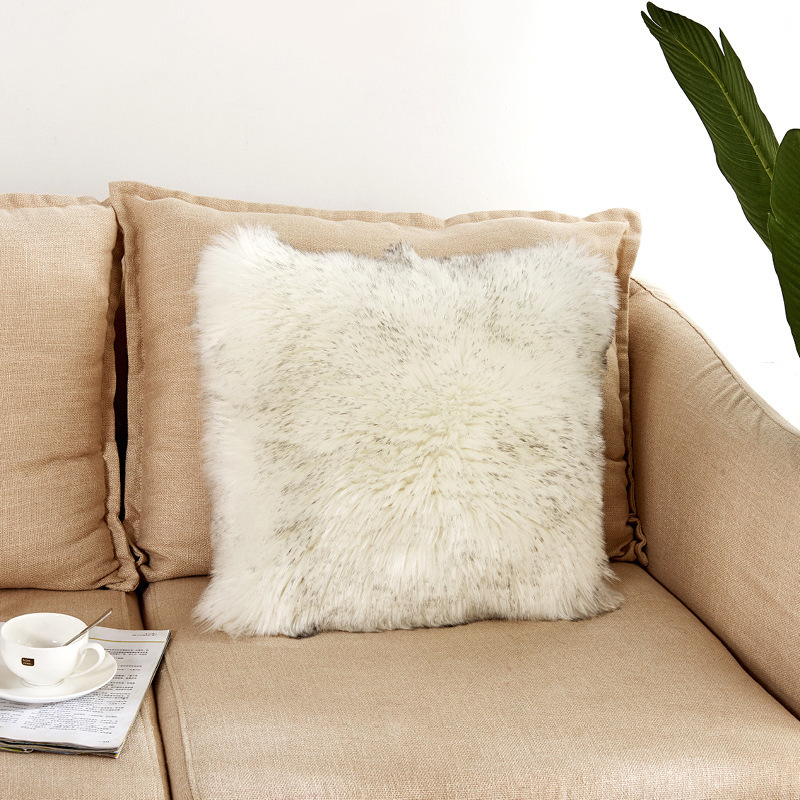 Home Decorative Super Soft Plush Mongolian Faux Fur Throw Pillow Cover, Fur Cushion Case#
