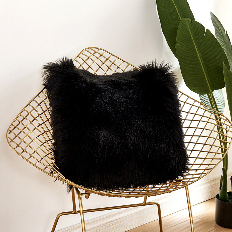 Home Decorative Super Soft Plush Mongolian Faux Fur Throw Pillow Cover, Fur Cushion Case#