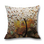 Ins Nordic Wind Oil Painting Tree Printed Flax Square Pillow Cover Sofa Bed, Hand Woven Pillow Cover Cushion/