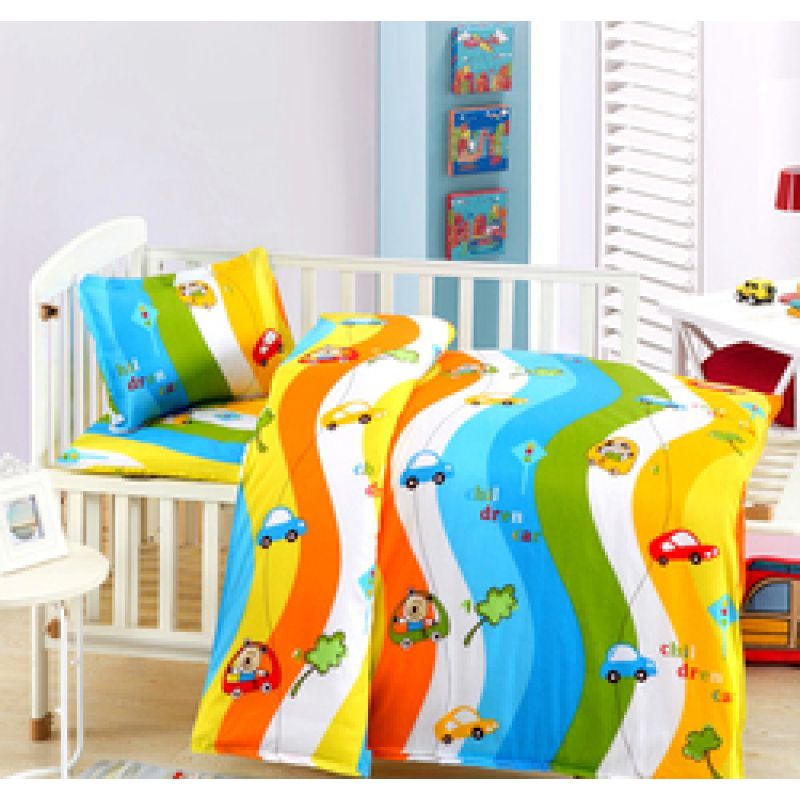 100% Cotton Nursery School Cute Bedding Set Baby Bedsheet, 3 Piece Suit Cartoon Bedding Sets/