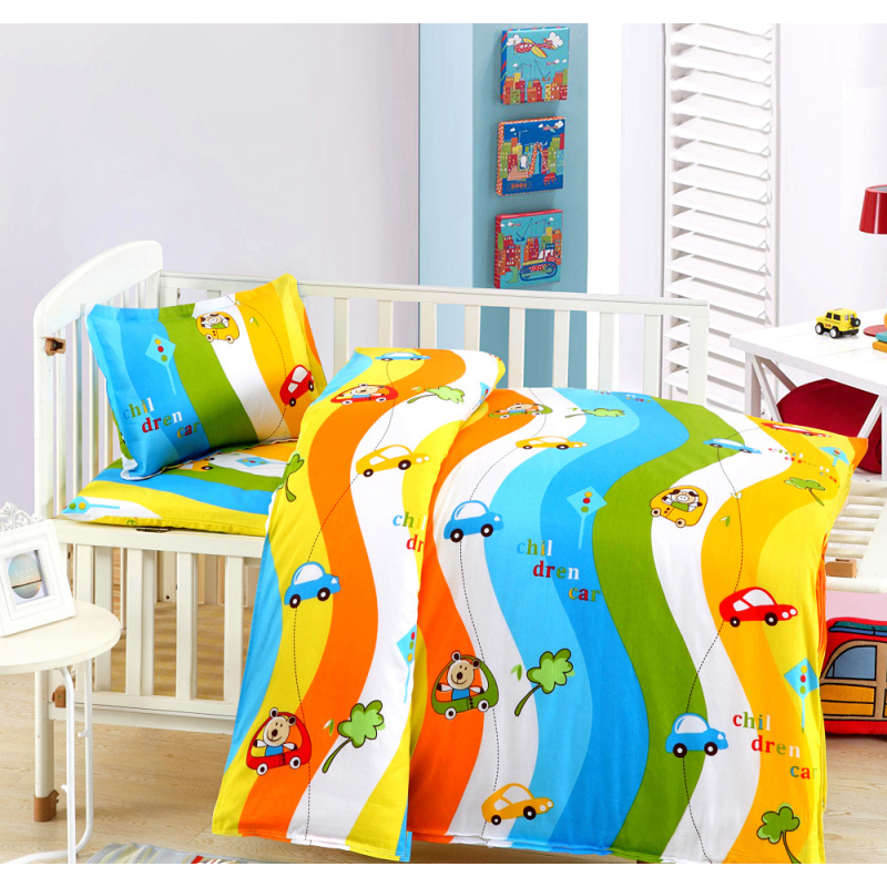 100% Cotton Nursery School Cute Bedding Set Baby Bedsheet, 3 Piece Suit Cartoon Bedding Sets/