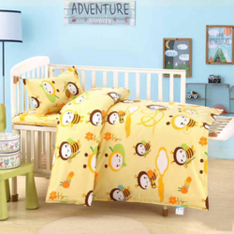 100% Cotton Nursery School Cute Bedding Set Baby Bedsheet, 3 Piece Suit Cartoon Bedding Sets/