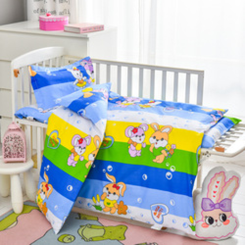 100% Cotton Nursery School Cute Bedding Set Baby Bedsheet, 3 Piece Suit Cartoon Bedding Sets/