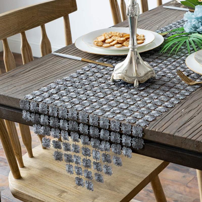 Wholesale 12 x 72 Inch Glitter Gold Clover Table Runner for Kitchen Wedding Bridal Shower Decorations