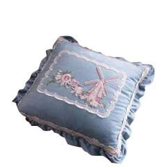 Solid Color Embroidery Lace Cushion Cover, European Style Cushion Cover /