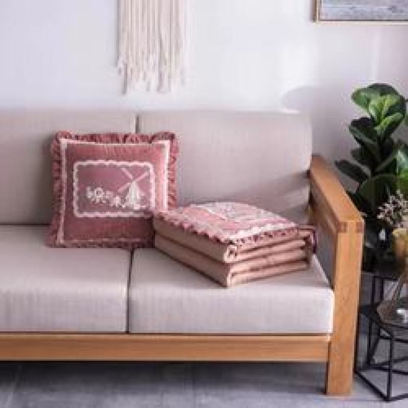 Solid Color Embroidery Lace Cushion Cover, European Style Cushion Cover /