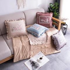 Solid Color Embroidery Lace Cushion Cover, European Style Cushion Cover /