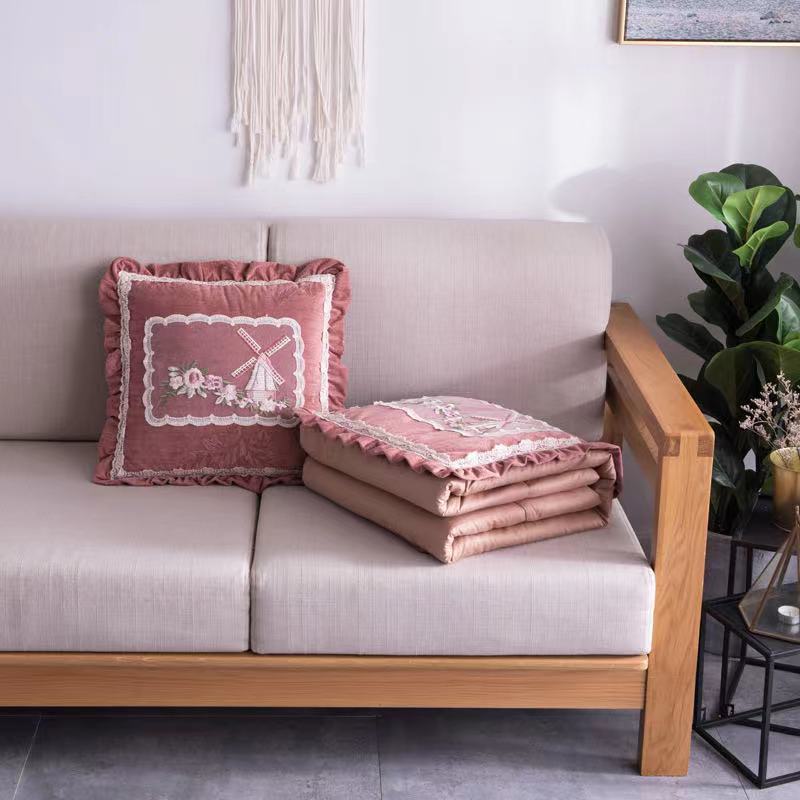 Solid Color Embroidery Lace Cushion Cover, European Style Cushion Cover /