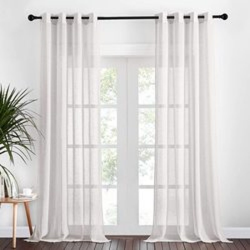 New high-end Linen curtain , Plain coloured window balcony gauze curtain #