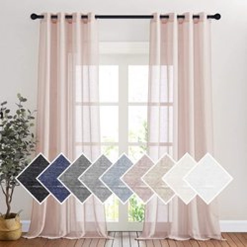 New high-end Linen curtain , Plain coloured window balcony gauze curtain #