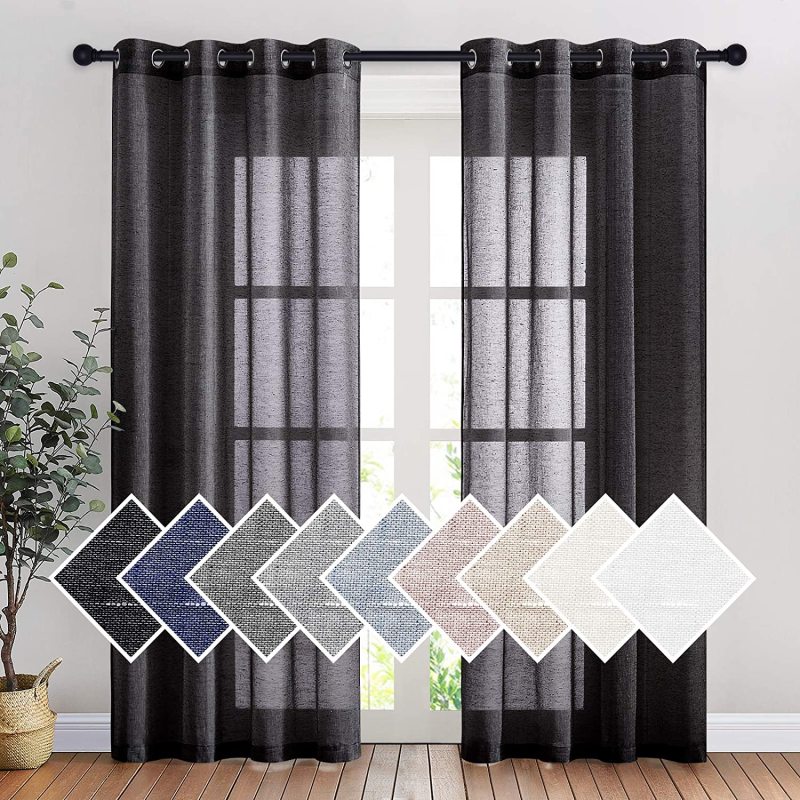 New high-end Linen curtain , Plain coloured window balcony gauze curtain #