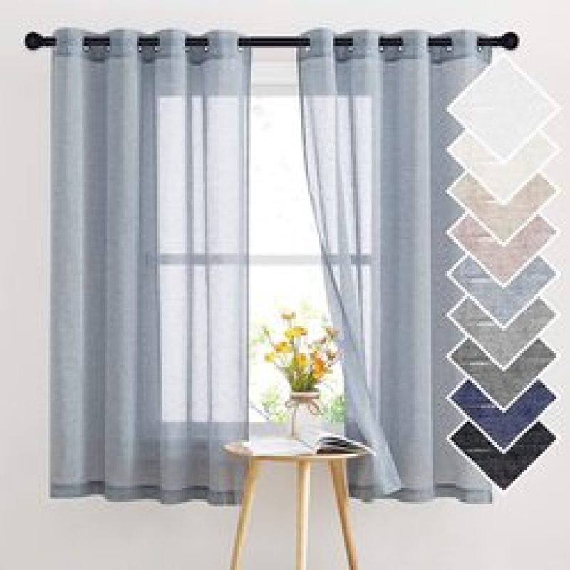 New high-end Linen curtain , Plain coloured window balcony gauze curtain #