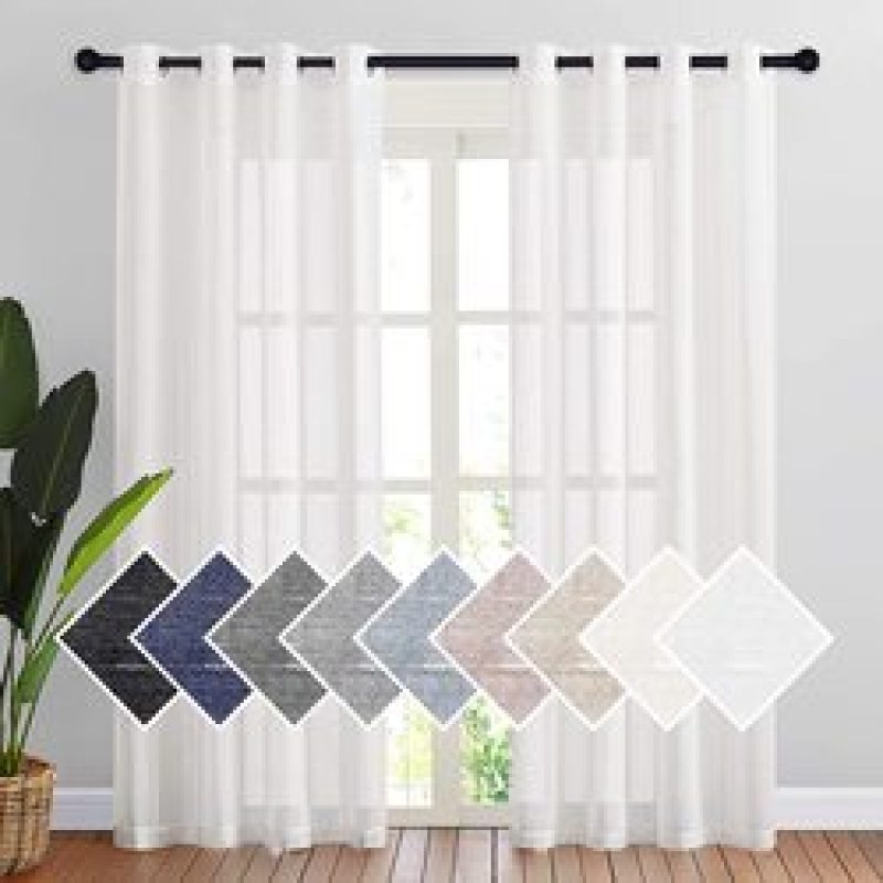 New high-end Linen curtain , Plain coloured window balcony gauze curtain #