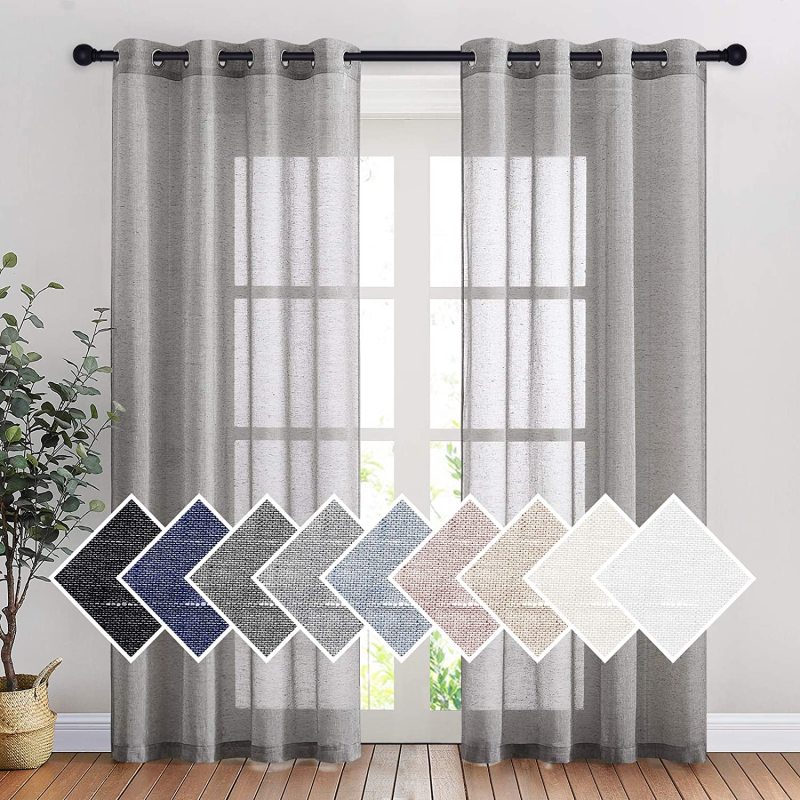 New high-end Linen curtain , Plain coloured window balcony gauze curtain #