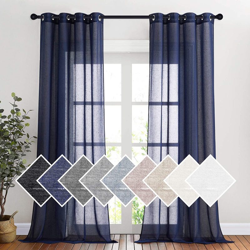 New high-end Linen curtain , Plain coloured window balcony gauze curtain #