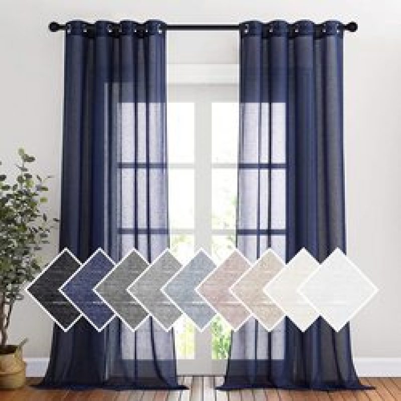 New high-end Linen curtain , Plain coloured window balcony gauze curtain #