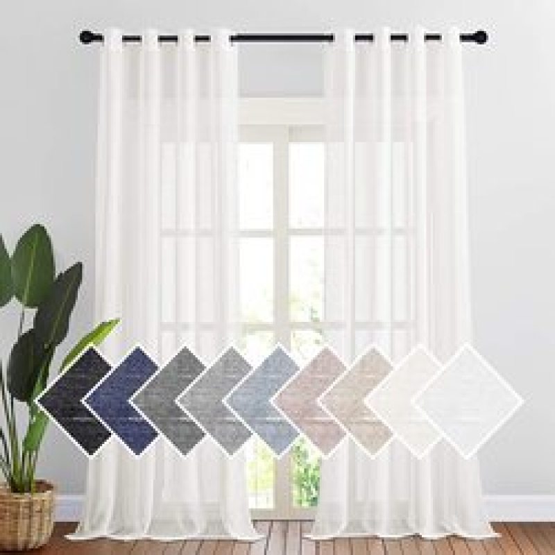 New high-end Linen curtain , Plain coloured window balcony gauze curtain #