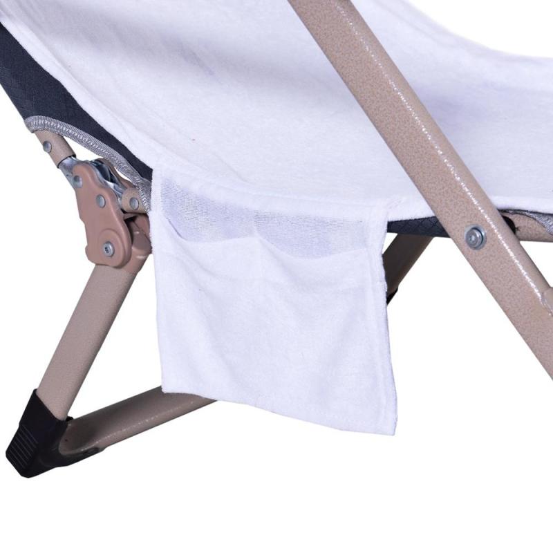 Supersoft Solid White Lounger Leisure Portable Chair Cover, Microfiber Beach Chair Cover With Pockets for Summer/