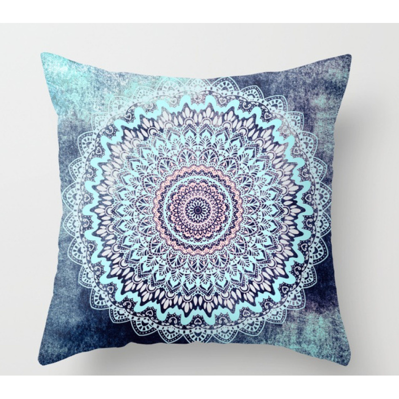 Simple Cushion Cover / Printed Cushion Cover, Modern Ethnic Style Mandala Velvet CAR Chair Handmade Square Seat Velvet Fabric