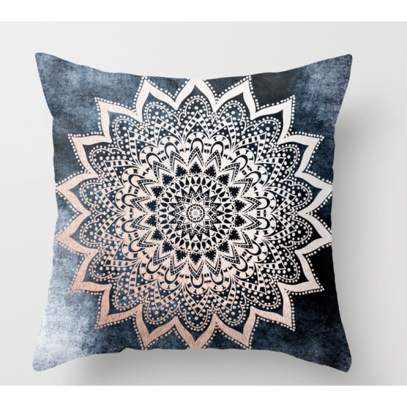 Simple Cushion Cover / Printed Cushion Cover, Modern Ethnic Style Mandala Velvet CAR Chair Handmade Square Seat Velvet Fabric