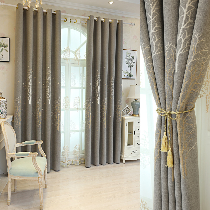 Modern simple jacquard Curtain, Flannel Blackout Curtain /