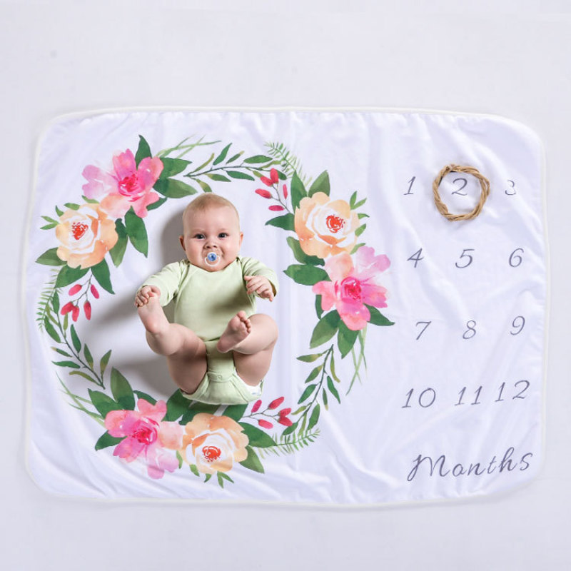 Background Calendar Milestone Blanket, Lovely Baby Soft Blanket High Quality Photography Blanket/