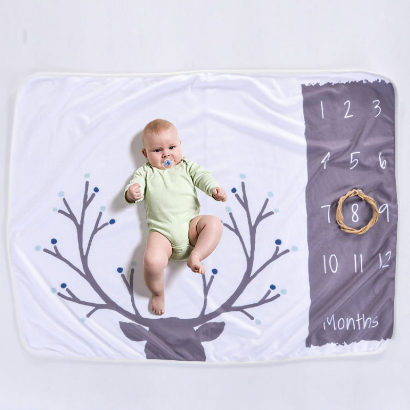 Background Calendar Milestone Blanket, Lovely Baby Soft Blanket High Quality Photography Blanket/