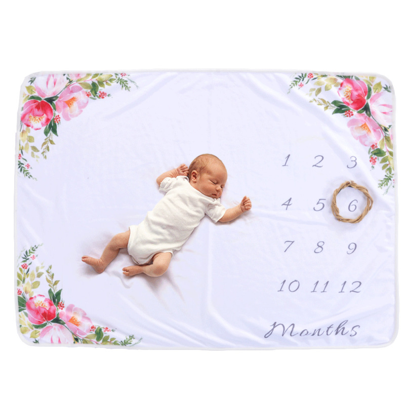 Background Calendar Milestone Blanket, Lovely Baby Soft Blanket High Quality Photography Blanket/