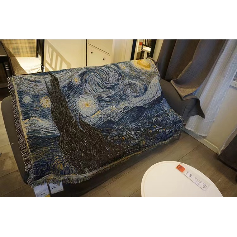 Oil painting Pattern Blanket with Tassel for Bed Sofa Plaid Travel Car Airplane Nap Blankets Soft  /