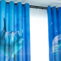 Blue Dolphin Cartoon Printed Curtain, Customized Children's Room Blackout Curtain /