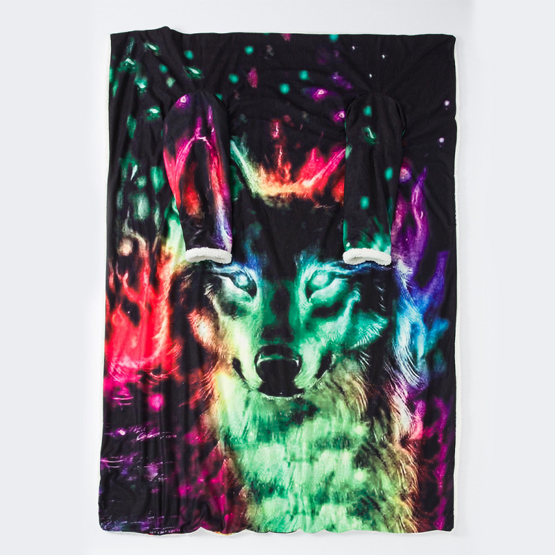 3D Digital Printed Pattern Lazy Blanket with Sleeves, Oversized Wearable Lunch Break Blanket/