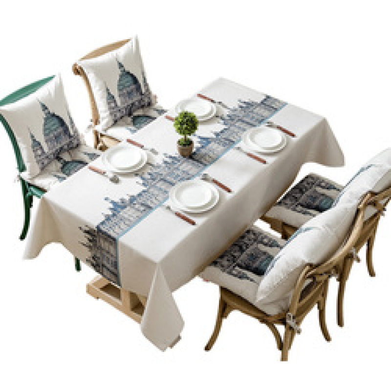 Castle British  Style Tablecloth, Cotton And Linen Digital Printing Waterproof Tablecloth /