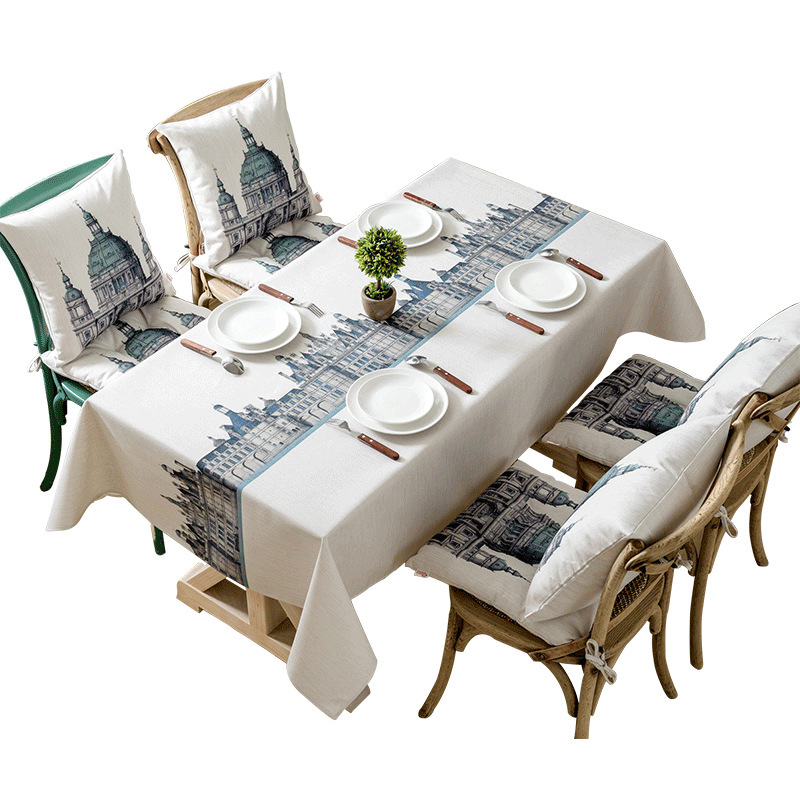 Castle British  Style Tablecloth, Cotton And Linen Digital Printing Waterproof Tablecloth /