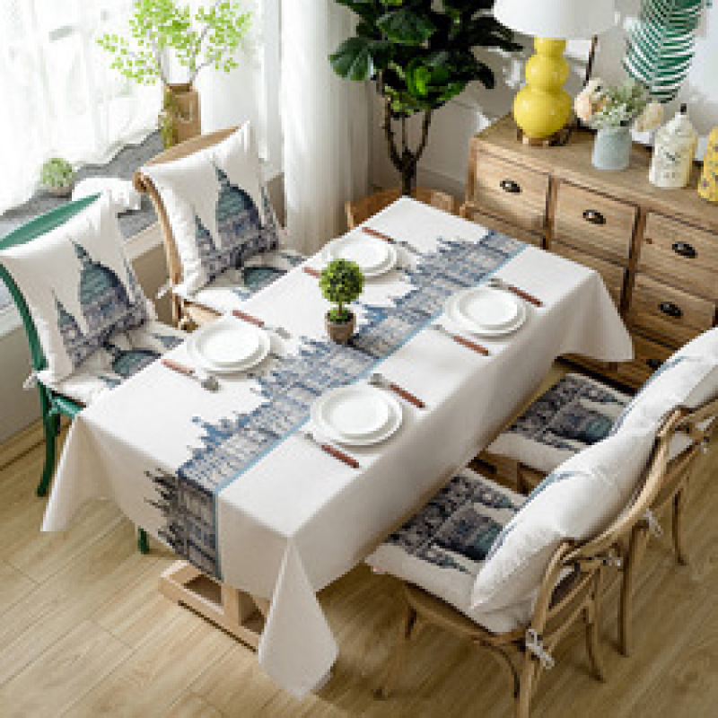 Castle British  Style Tablecloth, Cotton And Linen Digital Printing Waterproof Tablecloth /
