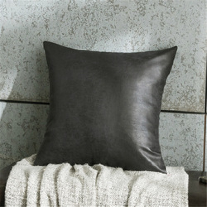 Leather Pillow Sofa Back Simulation Leather Cushion Cover Pure Color Car faux leather tech fabric pillowcase