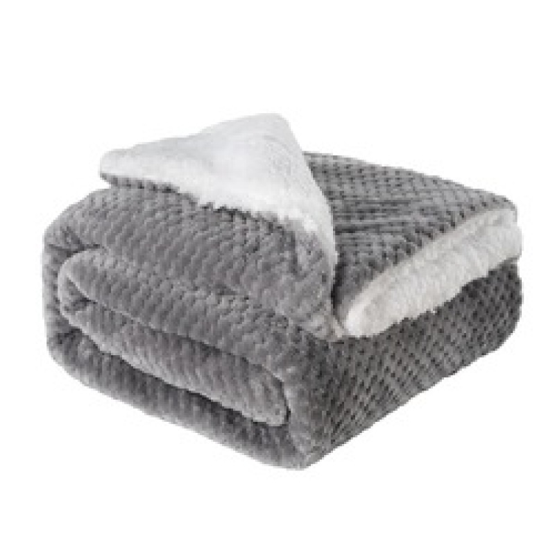 High Quality Luxury Coral Fleece Sherpa Blanket, Solid Grey Two Layer Flannel Fleece Sharpa Blanket#