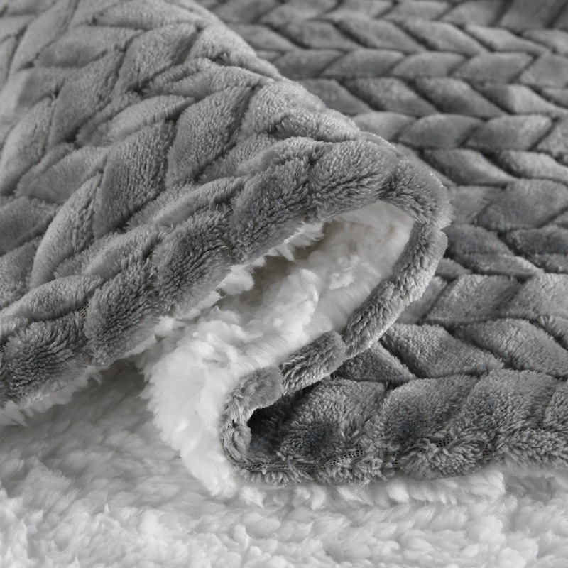 High Quality Luxury Coral Fleece Sherpa Blanket, Solid Grey Two Layer Flannel Fleece Sharpa Blanket#